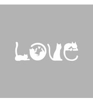 Kediler Love Araba Sticker siyah 20x6 CM (Beyaz)