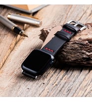 vagave Apple Watch 3 4 5 6 7 Se 8 Ultra 42mm 44mm 45mm 49mm Deri Kordon musap (Siyah)