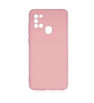 Samsung Galaxy A21S Kılıf Özel Orijinal Lansman Serisi, İçi Kadife, Pürüzsüz Yumuşak ve Mat TPU Silikon (Açık Pembe)