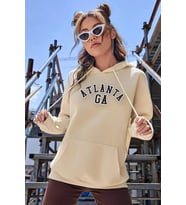 Unisex Atlanta Baskılı Sweatshirt (Bej)