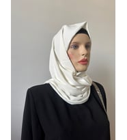 Armine Trend Kadın Medine İpeği Şal ( 70 x 190 cm) (Kirli Beyaz)