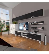 Decoraktiv Eko 8 Mdf Dvd Retro Tv Ünitesi Tv Sehpası (Beyaz-Siyah)