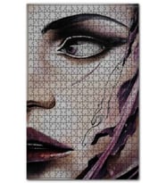 Cakapuzzle Portre Kadın Yüzü ve Akan Mürekkepler Puzzle Yapboz MDF (Ahşap) (500 Parça)
