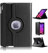 Apple iPad Mini 7 Mini 6 Kılıf 360 Dönebilen Standlı Case A2567 A2568 A2569 (Siyah)