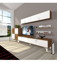Decoraktiv Eko 6Y Mdf Std Gold Tv Ünitesi Tv Sehpası (Beyaz - Kahverengi)