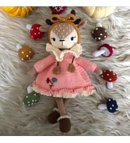 Amigurumi isme özel oyuncak geyik (Pembe)