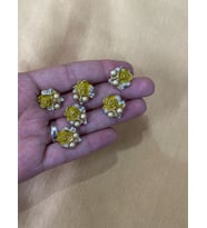 6 ADET ÇİÇEK DÜĞME SET 1 CM (Sarı)