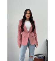 Kadın Blazer Ceket Kısa Düğmeli Astarlı Vatkalı Ceket (Pudra)