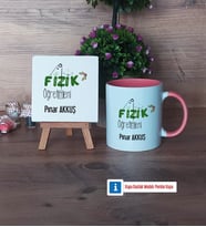 Fizik Öğretmeni Dekoratif Taş, Kupa Bardak Kırmızı Hediye Öğretmenler Günü Hediyesi (Model 5)