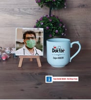 Doktor Fotoğraflı Dekoratif Taş, Kupa Bardak Beyaz Hediye Tıp Bayramı Hediyesi Doktora Hediye (Model 5)
