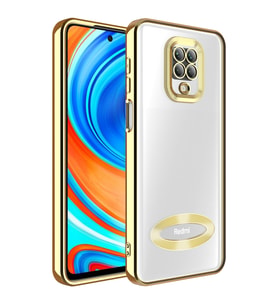 Xiaomi Redmi Note 9S Kılıf Logo Gösteren Zore Omega Kılıf (Gold)