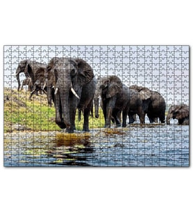 Cakapuzzle Nehir Kenarında Filler  Puzzle Yapboz MDF (Ahşap) (1000 Parça)