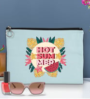 BK Gİft Yaz Temalı-8 Astarlı Portföy Çanta 30x21cm(12 Renk Seçeneği), Baskılı El Çantası, Organizer Çanta (Açık Mavi)