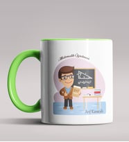 Kişiye Özel Matematik Öğretmeni Tasarımlı Siyah Renk Kupa Bardak  (Yeşil)