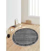 Dijital Baskılı Kaymaz Taban Yıkanabilir Yuvarlak Salon Halısı Koridor Halısı Paspas NDY-HY-1244 (Gri)