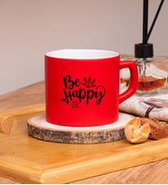 Be Happy Tasarımlı Renkli Nescafe Fincanları 220 ML (Kırmızı)