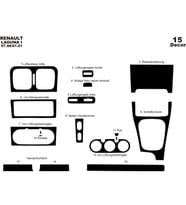 Meriç® Renault Laguna Ön Torpido Kaplama Maun 15 Parça 1998-2001 (Piano Black)