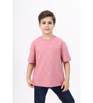 Toontoy Unisex Çocuk Baskılı Tişört (Gül Kurusu)