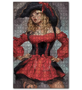 Cakapuzzle Kırmızı Kıyafetli Korsan Kız Puzzle Yapboz MDF (Ahşap) (1000 Parça)