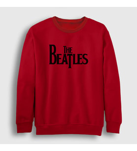 Presmono Unisex Beyaz Logo The Beatles Sweatshirt 114839tt (Kırmızı)