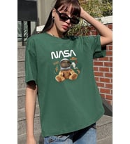 Unisex Nasabear Baskılı T-shirt (Yeşil)
