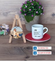 Ablaya Hediye Türk Kahvesi Fincanı Ahşap Altlıklı ve Fotoğraflı Ahşap Anahtarlık Hediye (Model 3)