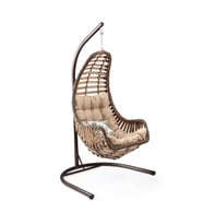 Capri Swing Datça Tekli Rattan Bahçe Balkon Salıncağı (Kahverengi Açık)