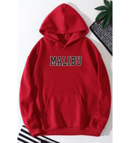 Unisex Malıbu Baskılı Oversize Sweatshirt (Kırmızı)