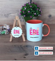 Ebe Kupa Bardak Kırmızı ve Ahşap Anahtarlık Hediye (Model 12)