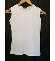 Kadın Sıfır Kol Bisiklet Yaka Body  (Beyaz)