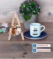 Arkadaşa Hediye Türk Kahvesi Fincanı Ahşap Altlıklı ve Fotoğraflı Ahşap Anahtarlık Hediye Doğum Günü Hediyesi (Model 4)