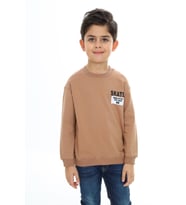 Toontoy Erkek Çocuk Baskılı Sweatshirt (Kahverengi)