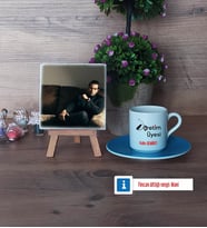 Öğretim Üyesi Fotoğraflı Dekoratif Taş, Ahşap Altlıklı Türk Kahvesi Fincanı Hediye Öğretmenler Günü Hediyesi (Model 5)