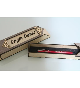 Babalar Gününe Özel Ahşap Kutulu Kalem Set (Kırmızı)