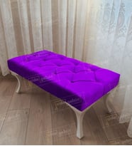 Kapitoneli Ayak Ucu Kapı Önü Antre Bench Puf Beyaz Ayak (100*45) (Lila)