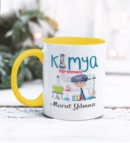 Kimya Öğretmeni Tasarımlı Kişiye Özel Kupa Bardak (Sarı)