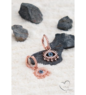 GÖZ MODEL ÖZEL TASARIM SALLANTILI KÜPE GOLD-GÜMÜŞ VE ROSE RENK 925 AYAR GÜMÜŞ KÜPE (Rose)