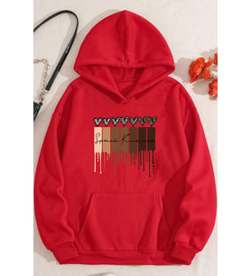 Leopar Kalp Baskılı Oversize Sweatshirt (Kırmızı)