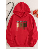 Leopar Kalp Baskılı Oversize Sweatshirt (Kırmızı)