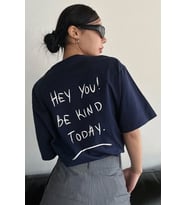 Unisex Hanımcı Baskılı T-shirt (Lacivert)