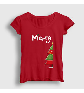 Presmono Kadın Beyaz Merry Christmas Funny Yılbaşı T-Shirt 364728tt (Kırmızı)