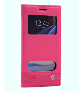 Galaxy A7 2016 Kılıf Elite Pencereli Kapaklı Kılıf (Pembe)
