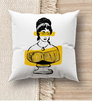BK Gift Modern Art Tasarımlı Beyaz Kırlent Yastık, Ev Hediyesi, Ev Dekorasyonu, Dekoratif Hediye (Model 8)