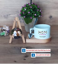 Anneye Hediye Kupa Bardak Beyaz ve Fotoğraflı Ahşap Anahtarlık Hediye (Model 8)