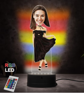 Doğum Günü Hediyesi,Sevgiliye Hediye, Kişiye Özel Fotoğraflı En Güzel Kadın  Karikatür 3D Led Lamba (RGB)
