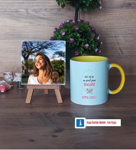 Doğum Günü Hediyesi Fotoğraflı Dekoratif Taş, Kupa Bardak Beyaz Hediye (Model 7)