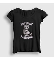 Presmono Kadın Kırmızı Not Fast Just Furious Cat Kedili T-Shirt 460621tt (Siyah)
