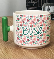 Kişiye Özel İsim Yazılı Hediye T Kupa Bardak Karpuz Desenli -2- (Yeşil)
