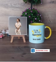 Öğretmene Hediye Fotoğraflı Dekoratif Taş, Kupa Bardak Beyaz Hediye (Model 7)