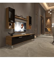 Decoraktiv Eko 5da Mdf Std Krom Ayaklı Tv Ünitesi Tv Sehpası (Pera - Siyah)